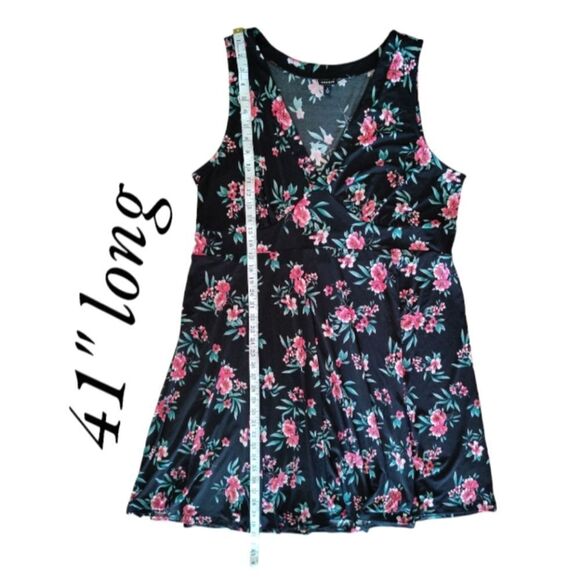 Torrid Black Pink Floral Jersey Knit Sleeveless Mini Skater Dress Plussize 3X - Picture 12 of 16